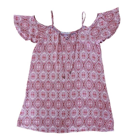 Burnt Orange Boho Cold Shoulder Tie Front Mini Dress - Picture 5 of 5